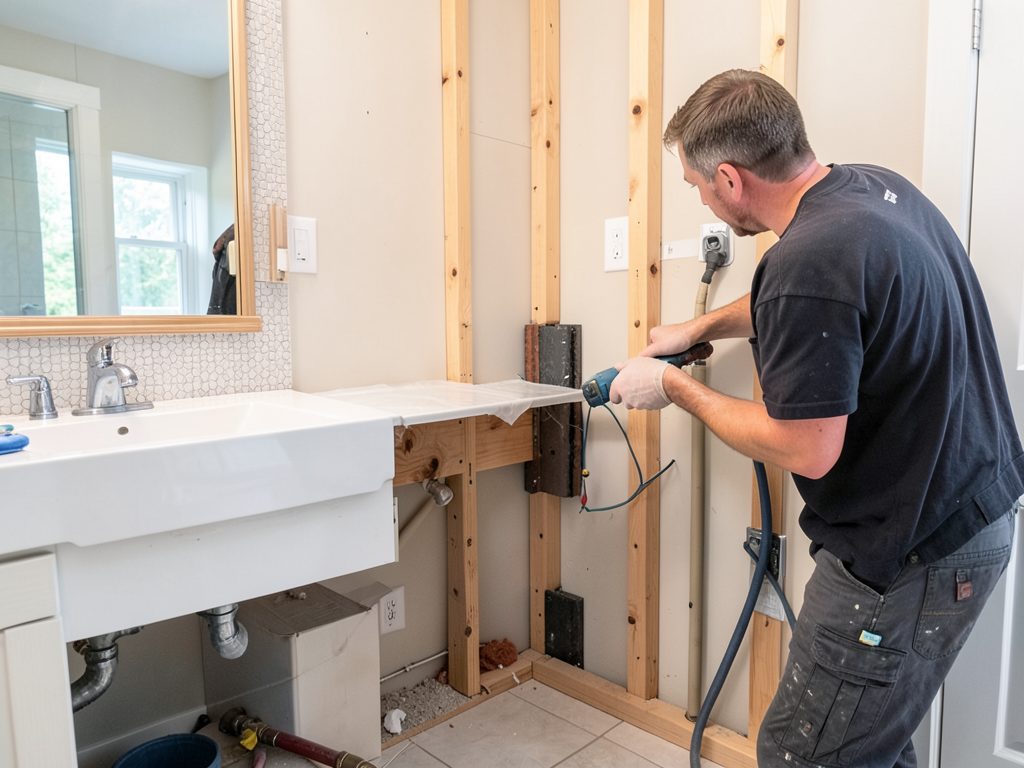 How to hide the plumbing for a modern floating vanity in your South End bathroom